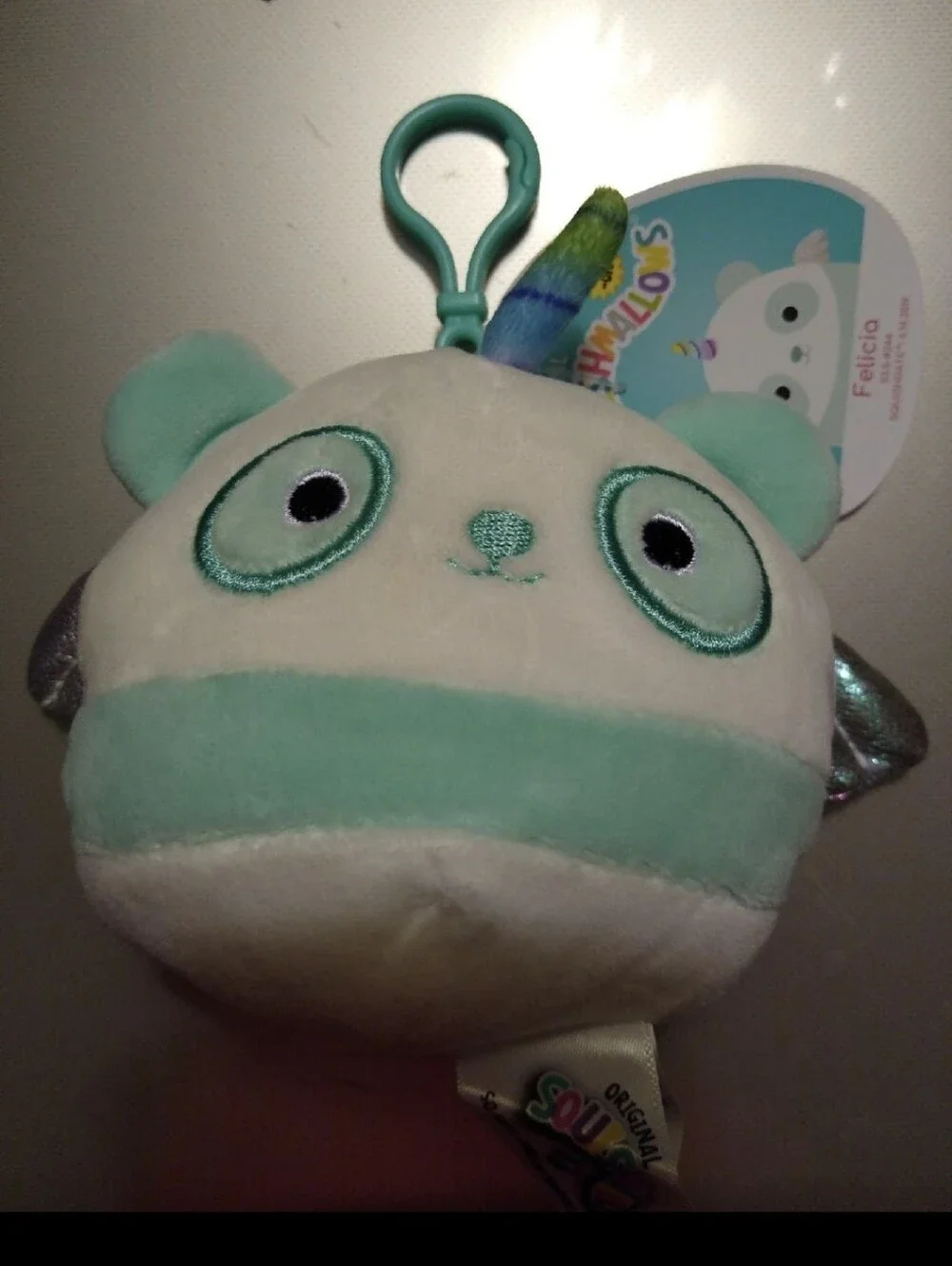 Squishmallows Felicia Panda Unicorn Keychain Bag Clip New